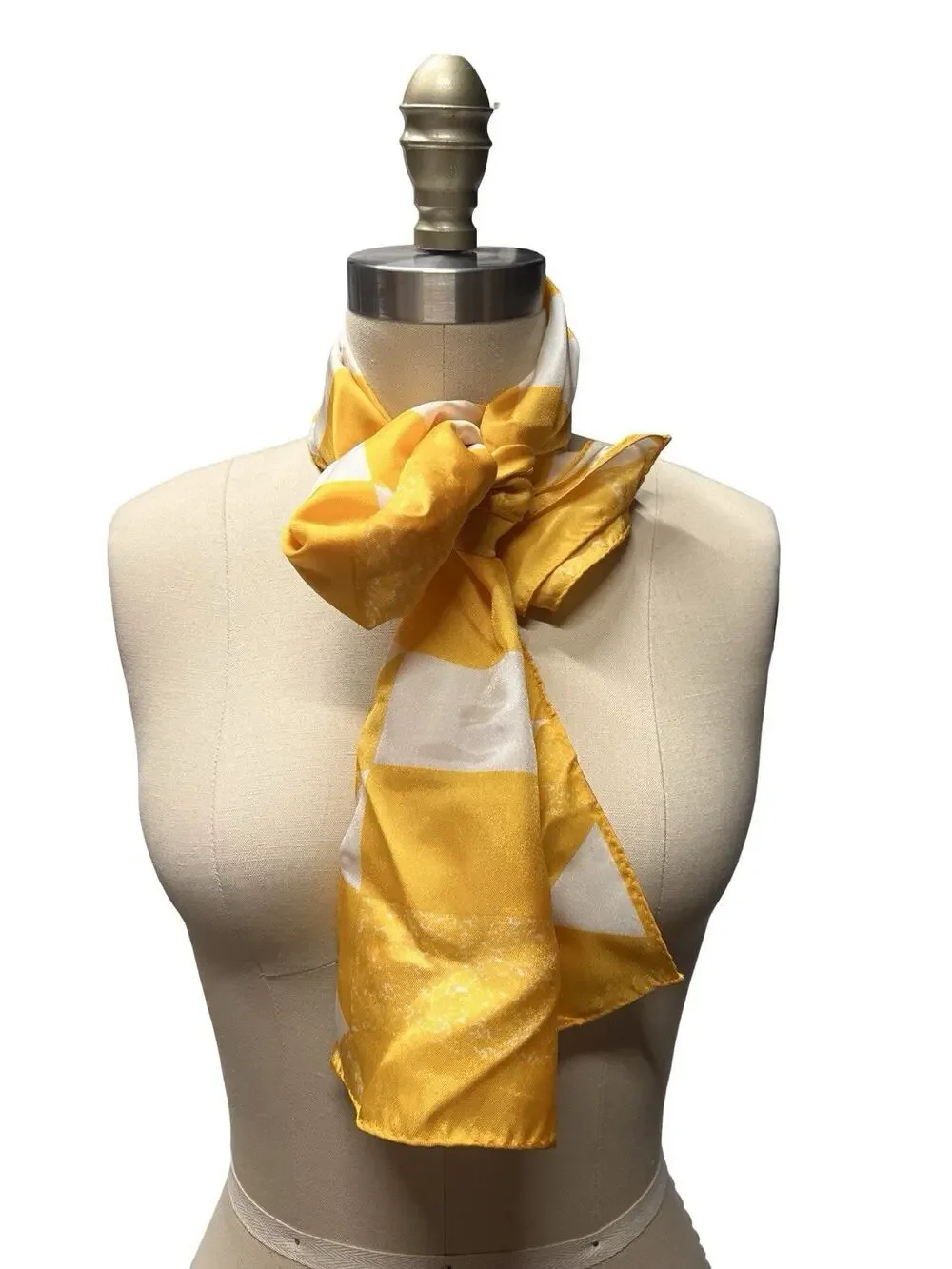 VTG Vera Neumann Nylon Scarf Geometric Abstract Yellow White 14
